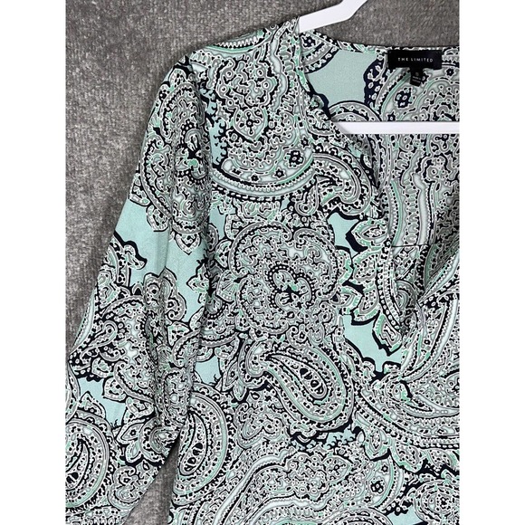 The Limited Paisley Tunic Top Womens Size Small Roll Tab Sleeves Pullover Hi Low - Picture 6 of 14